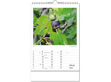 Kalender "Botanica" im Format 24 x 38,5 cm, mit Wire-O Bindung und verlängerter Rückwand