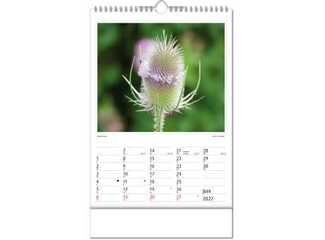 Kalender "Botanica" im Format 24 x 38,5 cm, mit Wire-O Bindung und verlängerter Rückwand