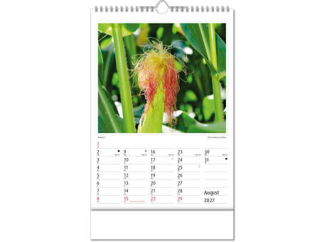 Kalender "Botanica" im Format 24 x 38,5 cm, mit Wire-O Bindung und verlängerter Rückwand