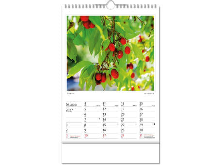 Kalender "Botanica" im Format 24 x 38,5 cm, mit Wire-O Bindung und verlängerter Rückwand