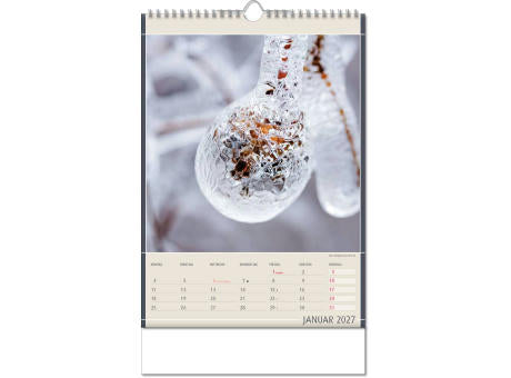 Kalender "Fundstücke der Natur" im Format 24 x 38,5 cm, mit Wire-O Bindung und verlängerter Rückwand