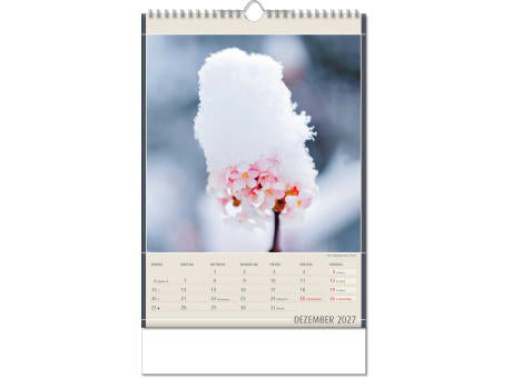 Kalender "Fundstücke der Natur" im Format 24 x 38,5 cm, mit Wire-O Bindung und verlängerter Rückwand