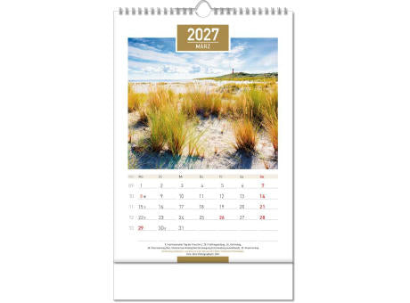 Kalender "Deutschland" im Format 24 x 38,5 cm, mit Wire-O Bindung und verlängerter Rückwand