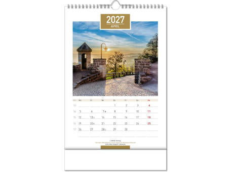 Kalender "Deutschland" im Format 24 x 38,5 cm, mit Wire-O Bindung und verlängerter Rückwand