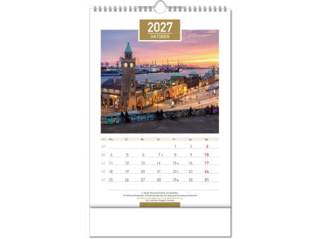 Kalender "Deutschland" im Format 24 x 38,5 cm, mit Wire-O Bindung und verlängerter Rückwand