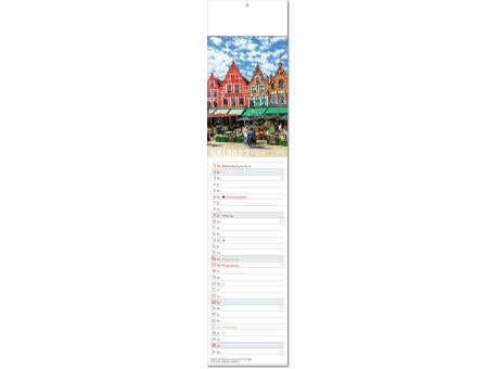 Kalender "Reiseziele" im Format 11 x 50 cm, mit Fälzel