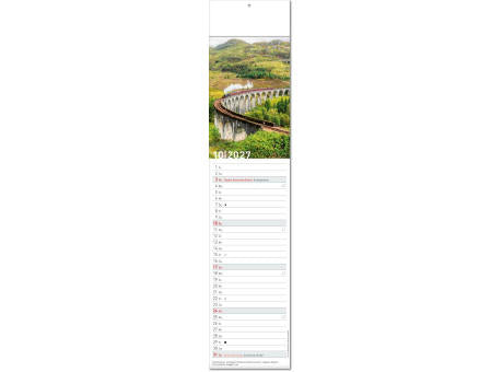 Kalender "Reiseziele" im Format 11 x 50 cm, mit Fälzel