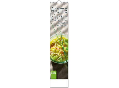 Kalender "Aromaküche" im Format 11 x 51 cm, mit Wire-O-Bindung und verlängerter Rückwand