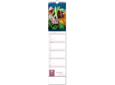 Kalender "Aromaküche" im Format 11 x 51 cm, mit Wire-O-Bindung und verlängerter Rückwand