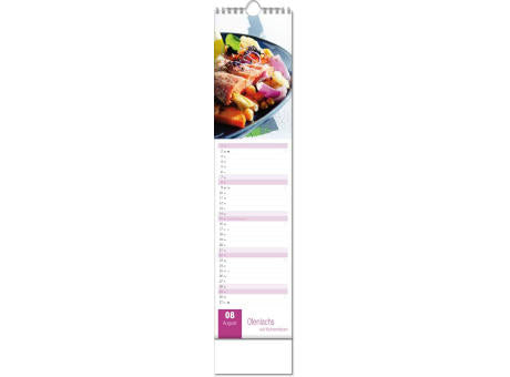 Kalender "Aromaküche" im Format 11 x 51 cm, mit Wire-O-Bindung und verlängerter Rückwand