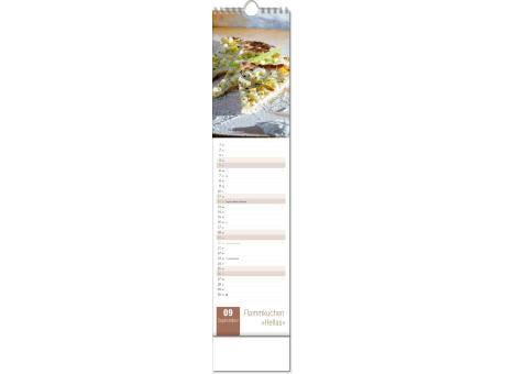 Kalender "Aromaküche" im Format 11 x 51 cm, mit Wire-O-Bindung und verlängerter Rückwand
