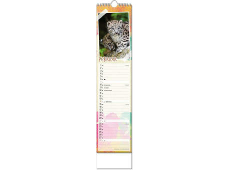 Kalender "Tierbabys" im Format 11 x 51 cm, mit Wire-O-Bindung und verlängerter Rückwand