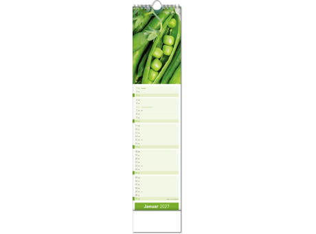 Kalender "Fresh" im Format 11 x 51 cm, mit Wire-O-Bindung und verlängerter Rückwand