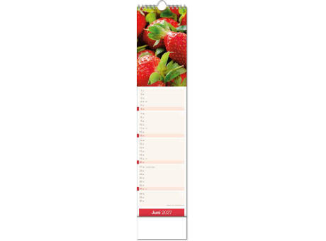 Kalender "Fresh" im Format 11 x 51 cm, mit Wire-O-Bindung und verlängerter Rückwand