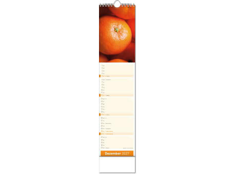 Kalender "Fresh" im Format 11 x 51 cm, mit Wire-O-Bindung und verlängerter Rückwand