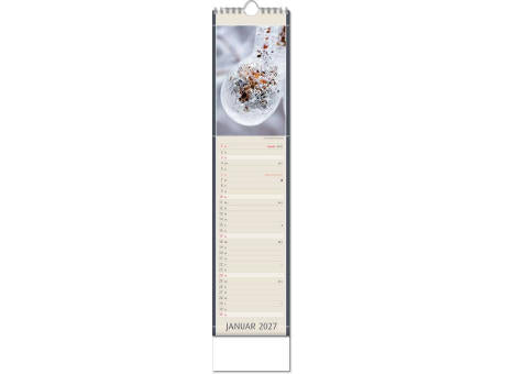 Kalender "Fundstücke der Natur" im Format 11 x 51 cm, mit Wire-O-Bindung und verlängerter Rückwand