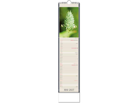 Kalender "Fundstücke der Natur" im Format 11 x 51 cm, mit Wire-O-Bindung und verlängerter Rückwand