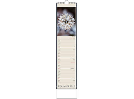 Kalender "Fundstücke der Natur" im Format 11 x 51 cm, mit Wire-O-Bindung und verlängerter Rückwand