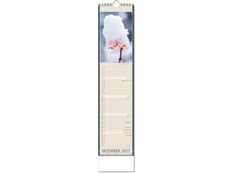 Kalender "Fundstücke der Natur" im Format 11 x 51 cm, mit Wire-O-Bindung und verlängerter Rückwand