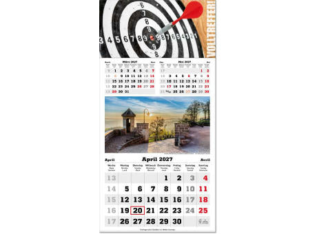 Drei-Monats-Kalender "Classic Bildplaner" im Format 30 x 60 cm, Datumsweiser umgelegt