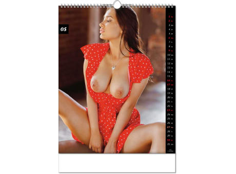 Kalender "Girls" im Format 30,5 x 43,6 cm, mit Wire-O-Bindung und verlängerter Rückwand
