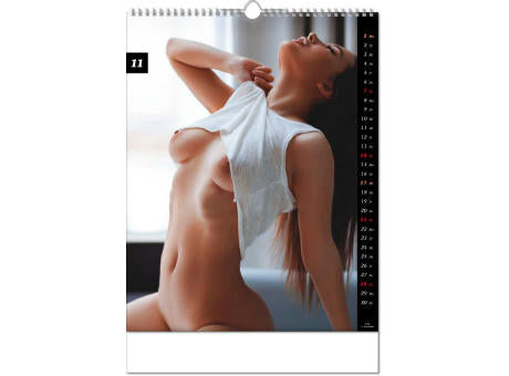 Kalender "Girls" im Format 30,5 x 43,6 cm, mit Wire-O-Bindung und verlängerter Rückwand