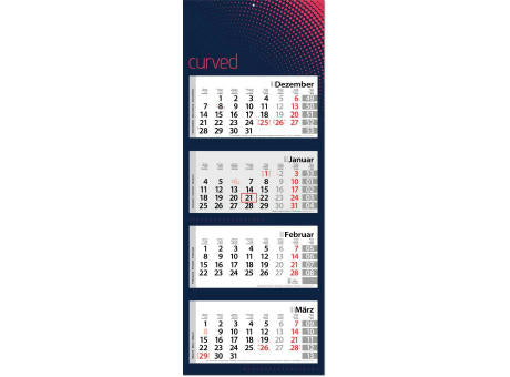 4-Monatskalender "Style-4" mit deutsch-mehrsprachigem Kalendarium im Format 33 x 87,5 cm