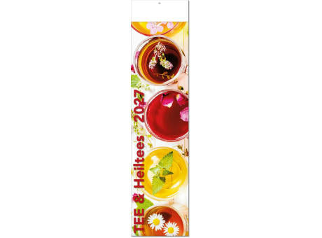 Kalender "Tee & Heiltees" im Format 13 x 53,5 cm, mit Fälzel