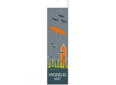 Kalender "Hyggelig" im Format 13 x 53,5 cm, mit Fälzel