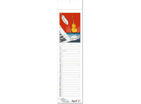 Kalender "Hyggelig" im Format 13 x 53,5 cm, mit Fälzel