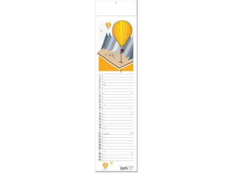 Kalender "Hyggelig" im Format 13 x 53,5 cm, mit Fälzel