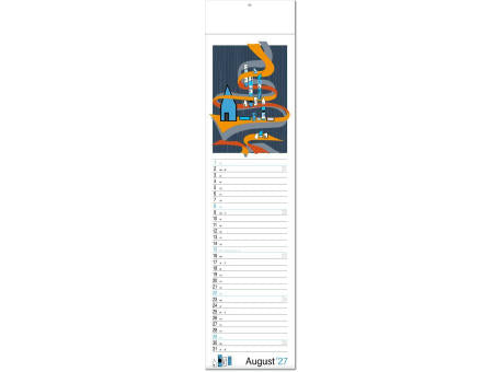 Kalender "Hyggelig" im Format 13 x 53,5 cm, mit Fälzel