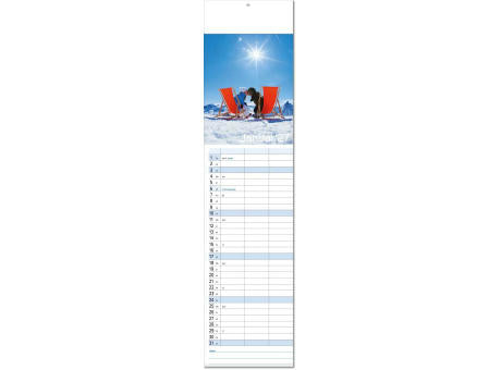 Kalender "Auszeit" im Format 13 x 53,5 cm, mit Fälzel