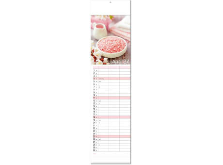 Kalender "Auszeit" im Format 13 x 53,5 cm, mit Fälzel