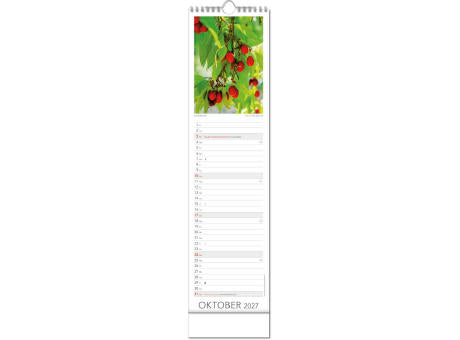 Kalender "Tee & Heiltees" im Format 13 x 52,5 cm, mit Wire-O Bindung und verlängerter Rückwand
