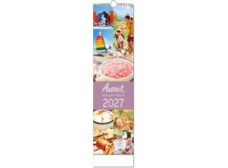 Kalender "Auszeit" im Format 13 x 52,5 cm, mit Wire-O Bindung und verlängerter Rückwand