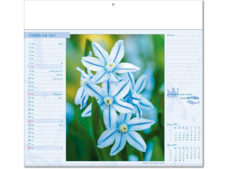 Kalender "Blütenwelt" im Format 30 x 28 cm, mit Fälzel