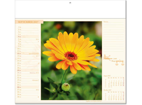 Kalender "Blütenwelt" im Format 30 x 28 cm, mit Fälzel