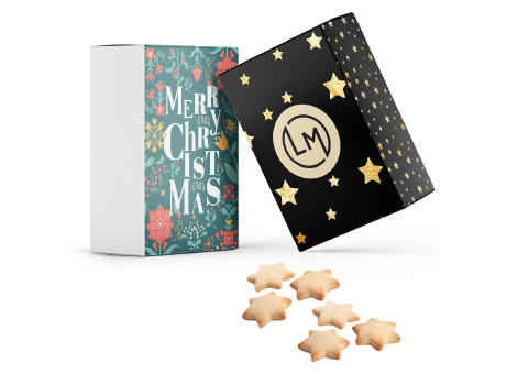 BUTTERKEKSSTERNE IN EDLER GESCHENKBOX (Banderole bedruckt)
