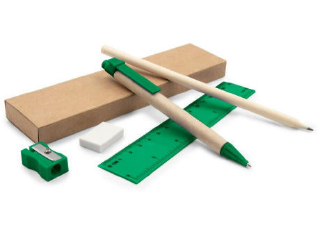 Schulset, Mäppchen, Bleistift, Kugelschreiber, Lineal, Radiergummi und Bleistiftspitzer | Tobias