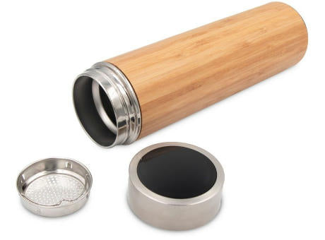 Thermosflasche aus Bambus 500 ml mit Sieb zum Auffangen des Bodensatzes und digitaler Anzeige der Getränketemperatur| Georgia | Georgia