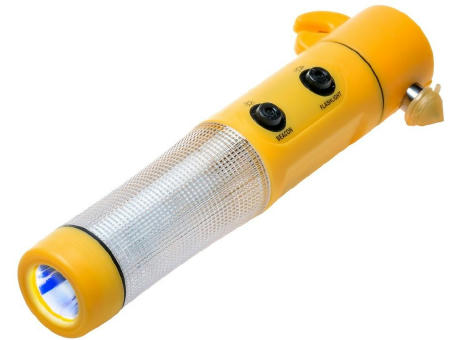 Sicherheitstaschenlampe 1 LED, Gurtschneider, Sicherheitshammer | Auden