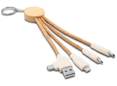 Ladekabel aus Kork B'RIGHT, Element aus Bambus, Schlüsselanhänger | Antez