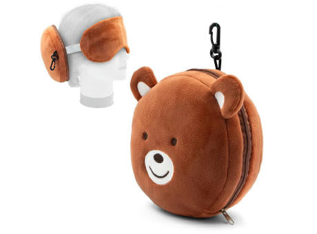 Teddybär aus Plüsch, Reisekissen, Augenmaske | Ren