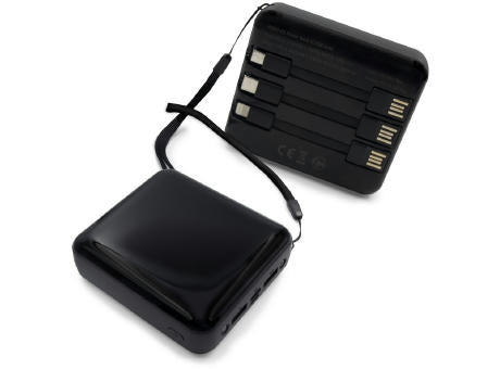 Powerbank 10000 mAh, 3 Ladekabel inklusive | Tim