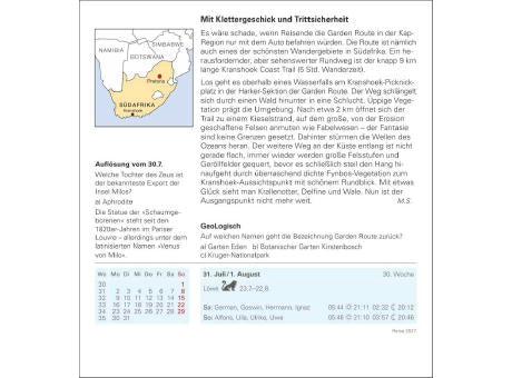 Reise Tagesabreißkalender