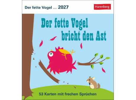 Der fette Vogel bricht den Ast Postkartenkalender