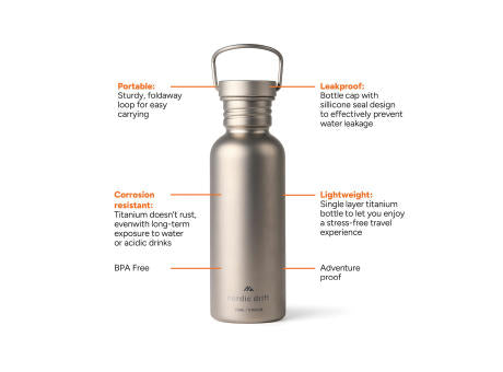 Nordic Drift Trail Ultraleichte Titan-Wasserflasche 600ml
