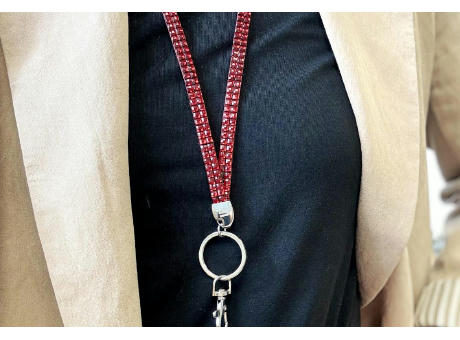Glam Lanyard Softband 8 mm mit Strass Steinchen 2 Reihen
