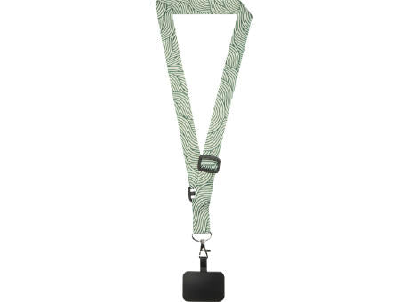 Lyra Verstellbares Lanyard aus RPET mit Telefonhalterung und Sublimationsdruck